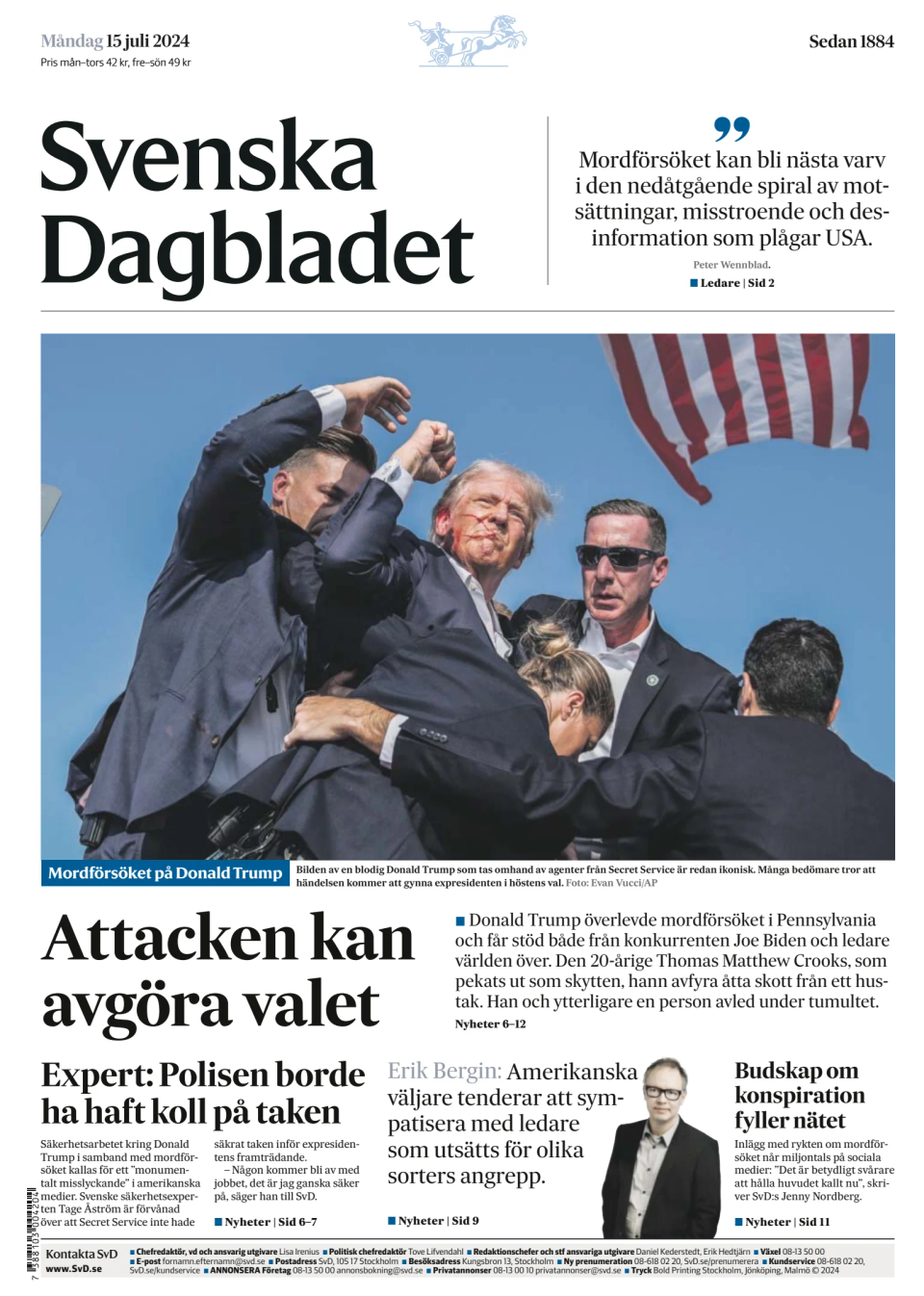 Prima-pagina-Svenska Dagbladet-edizione-di-oggi-20240715